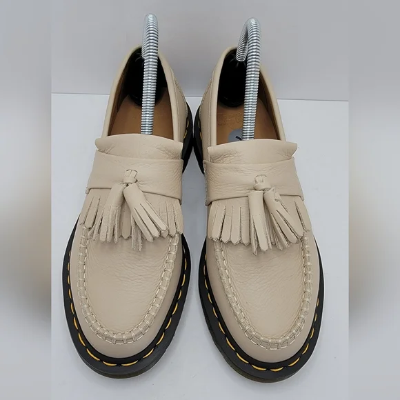 Dr. Martens | Adrian beige tan leather chunky tassel loafer shoes | WMS 7 - Picture 4 of 11